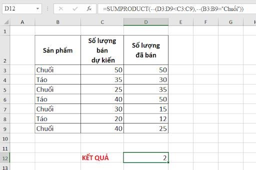 DẠNG 2: Dùng hàm SUMPRODUCT có nhiều điều kiện