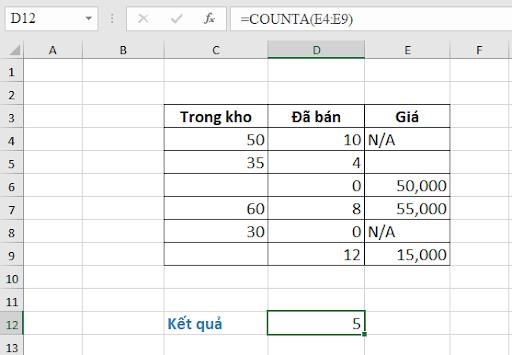 Bài tập sử dụng hàm counta