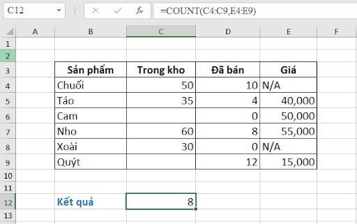 Bài tập sử dụng hàm count