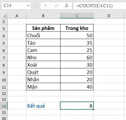 Bài tập sử dụng hàm count