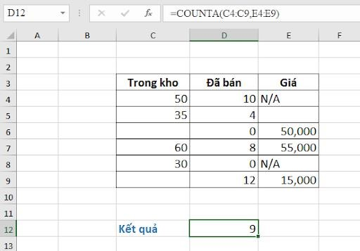 Bài tập sử dụng hàm counta