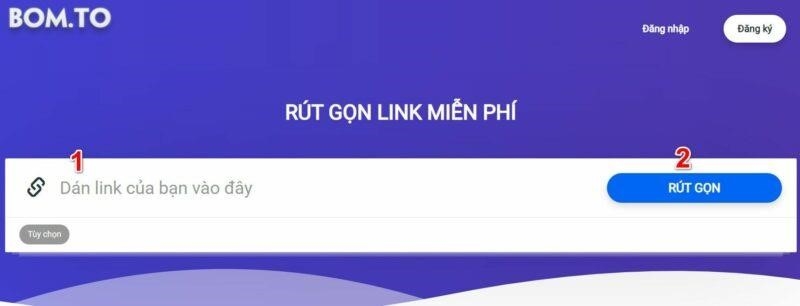 b. Rút gọn Link bằng Bom.to