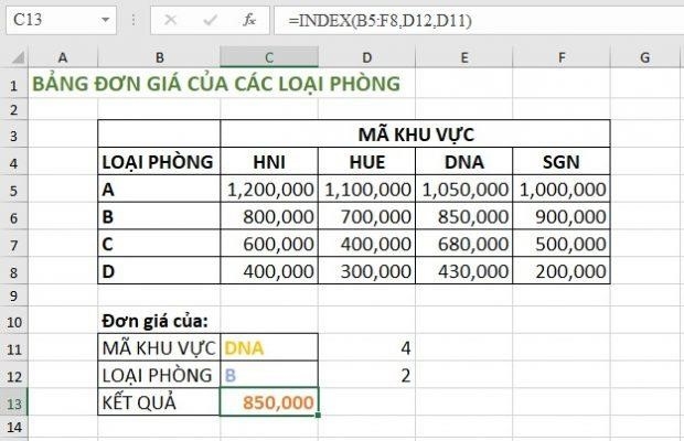 Xác định kết quả đơn giá cần tìm