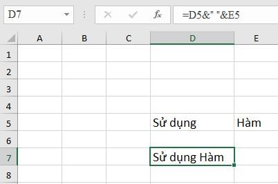 CÁCH 2: Dùng hàm CONCATENATE để gộp ô