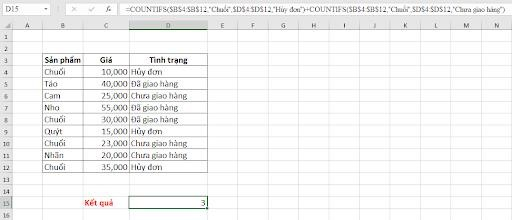 Dạng 4: Cách dùng hàm Countifs và Countif với điều kiện ngày tháng