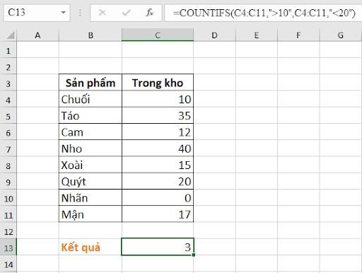 Dạng 4: Cách dùng hàm Countifs và Countif với điều kiện ngày tháng