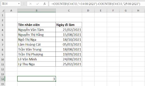 Dạng 2: Đếm ô tính với nhiều điều kiện (Or Logic)