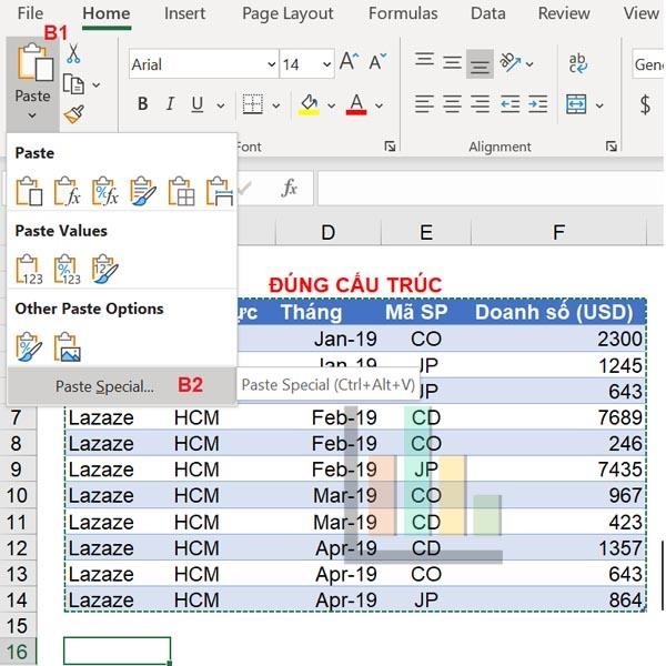 Cách copy giữ nguyên giá trị trong Excel