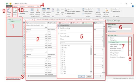 h3. Giao diện sau khi kết nối đến Power Query Editor