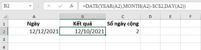 VÍ DỤ 1: Cộng hoặc trừ tháng vào một ngày với hàm DATE