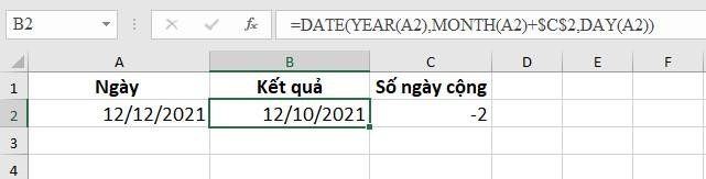 VÍ DỤ 1: Cộng hoặc trừ tháng vào một ngày với hàm DATE