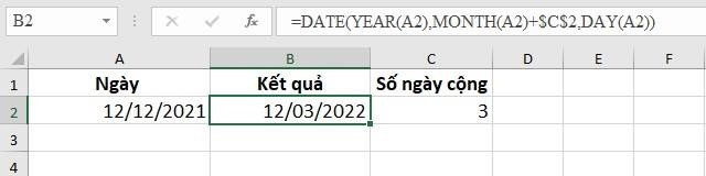 VÍ DỤ 1: Cộng hoặc trừ tháng vào một ngày với hàm DATE