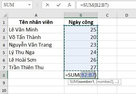 Tính tổng một cột