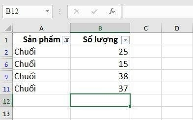 Cách tính tổng dữ liệu được lọc bằng hàm SUBTOTAL